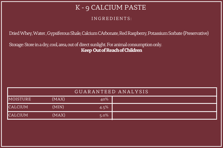 K-9 Calcium Paste - Canine Whelping Support For Females
