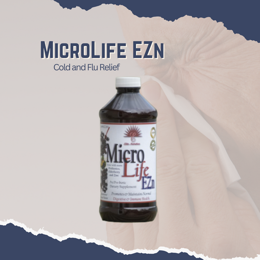 Pint Bottle  Discover the power of Microlife EZn, a maximum-strength blend of Elderberry, Zinc and 12 powerful probiotic strains. Unleash your body's natural healing power with potent antioxidants to provide respiratory relief during cold and flu season. Are you ready to experience the power of nature? Try Microlife EZn today!