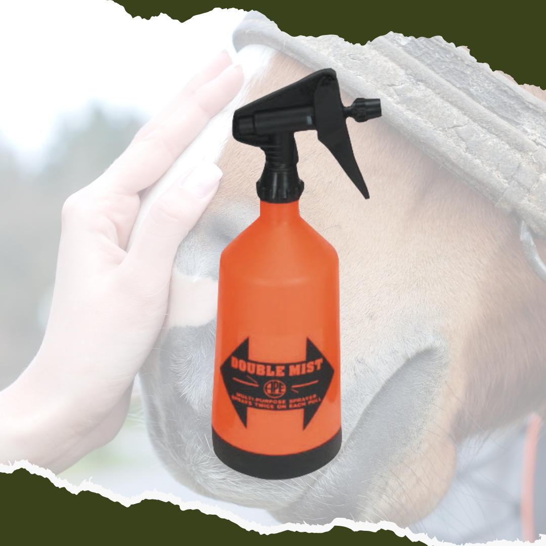 Orange double mist spray bottle for horses