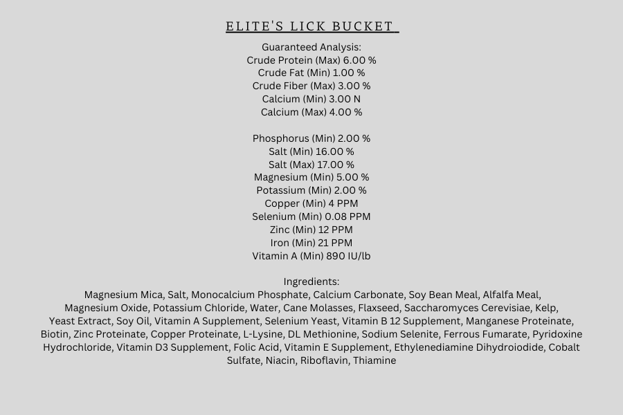 Elite's Lick Bucket or Breeders Plus Lick Bucket