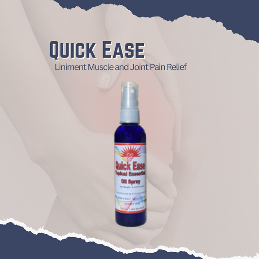 Are you tired of joint and muscle pain getting in the way? Quick Ease offers you fast, topical relief that's natural and effective. Our unique magnesium oil carrier combined with wintergreen, peppermint, and black pepper oils effectively soothes and relaxes muscles and joints. Experience the ease and comfort of Quick Ease today!