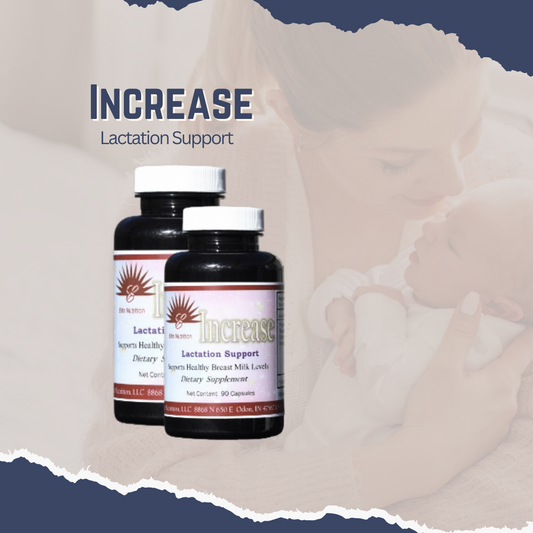 Are you a nursing mom struggling to maintain a healthy milk supply? Increase offers a balanced blend of herbs like Blessed Thistle, Fennel and Fenugreek, plus the nutritional benefits of Moringa Leaf to help nourish and support mom and baby. Get that steady milk supply you need to enrich your breastfeeding journey!