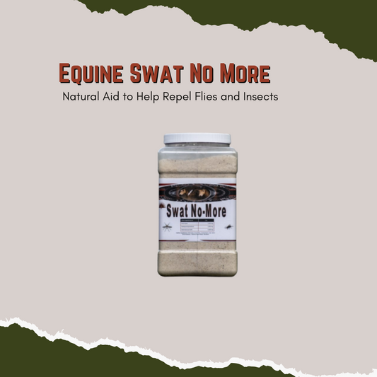 Proven more effective when top dressed approximately 3 weeks prior to season  Less flying insects on horses and in the barn Suggested maintenance is 1/2 ounce per day Swat No-More is formulated as a high sulfur product containing Garlic and MSM. As fed. the sulfur may contribute to changes in the blood chemistry of the horse. These changes may reduce the attraction of insects to the horses.